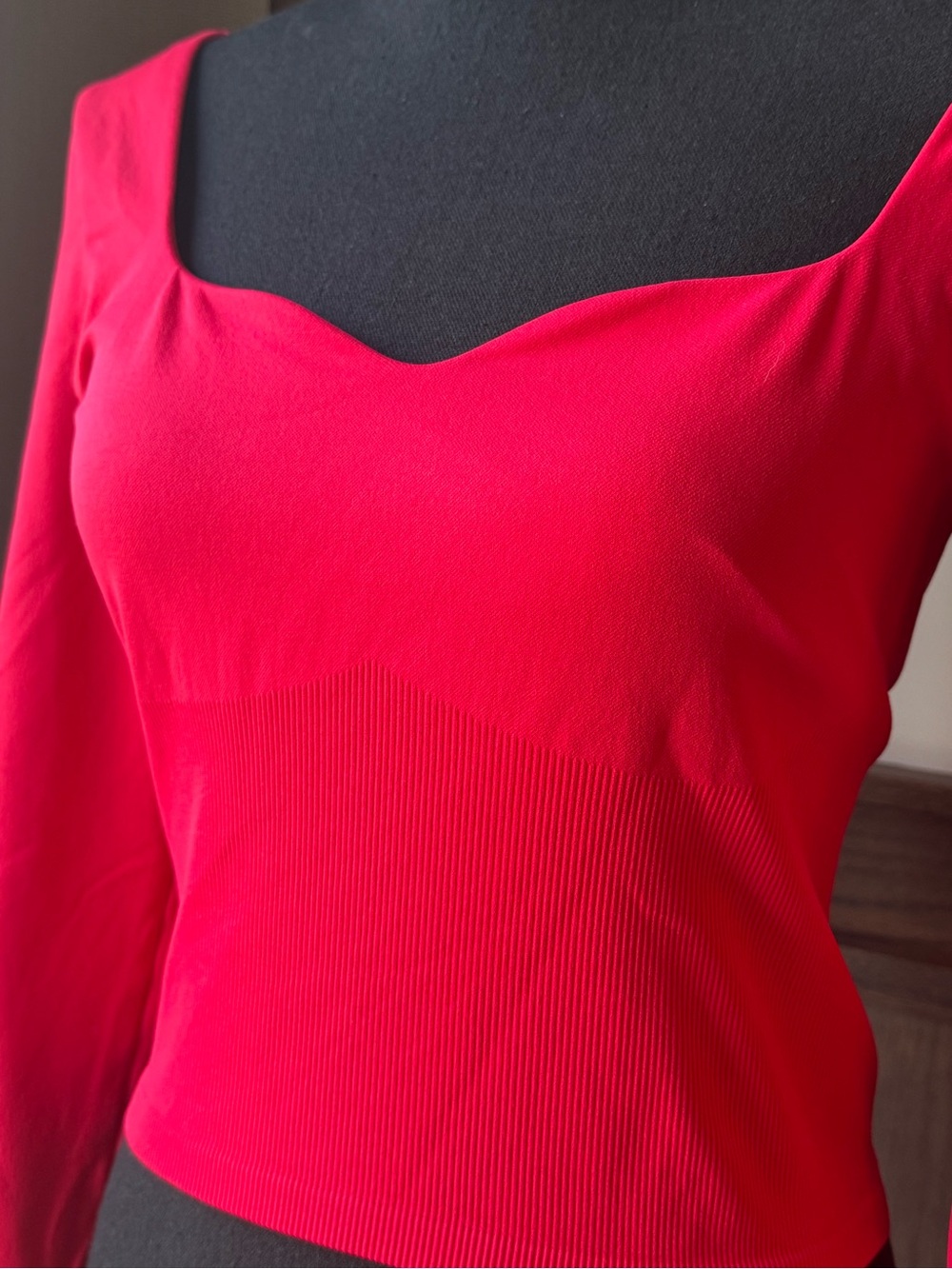 PINK Victoria's Secret Long Sleeve Sweetheart Crop Top - Bright Pink - Picture 2 of 7